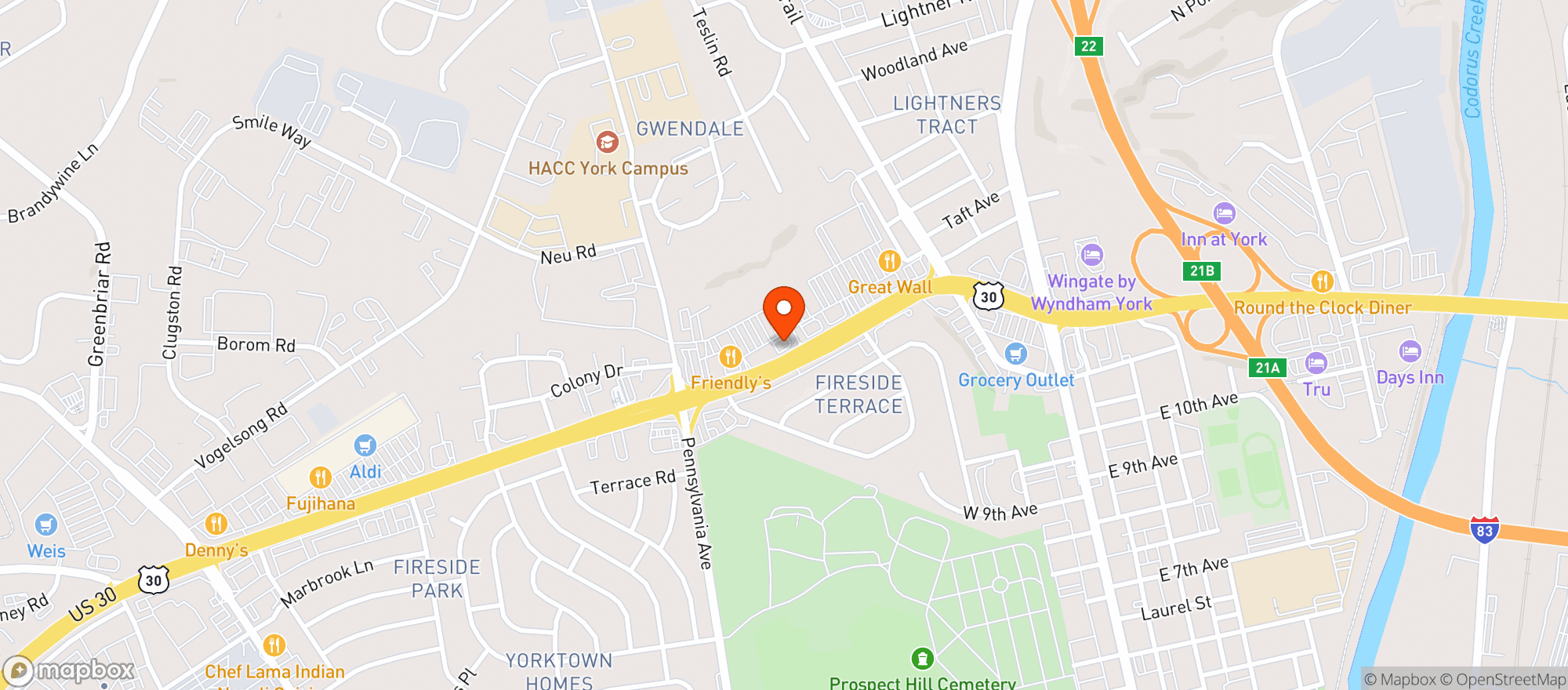 Map showing Vitamin Shoppe - York
