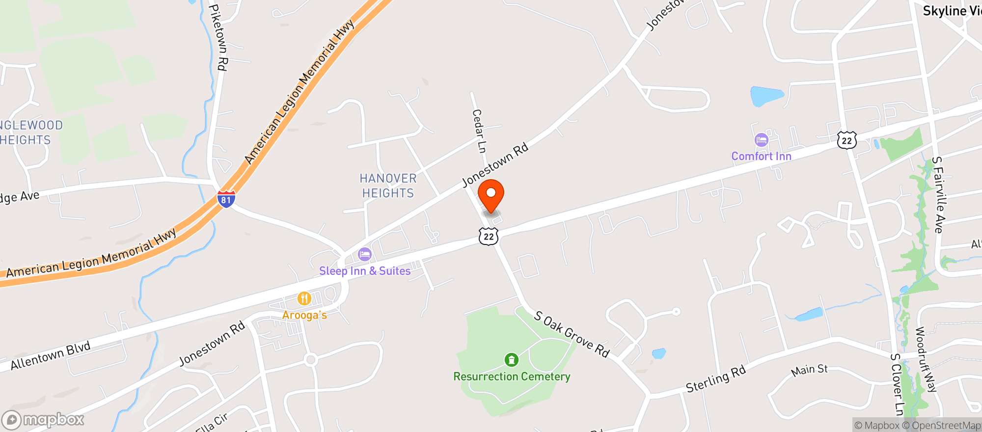 Map showing Teds Bar & Grill