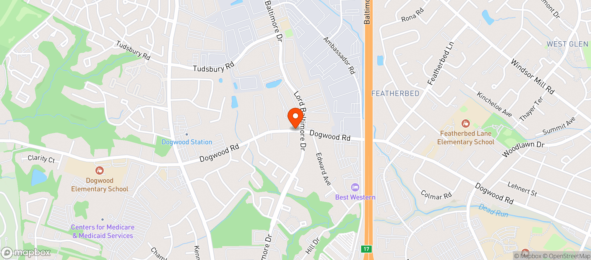 Map showing DOGWOOD LIQUORS