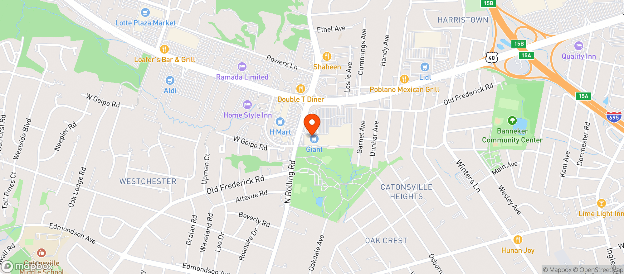 Map showing MONTGOMERY PLAZA LIQUORS