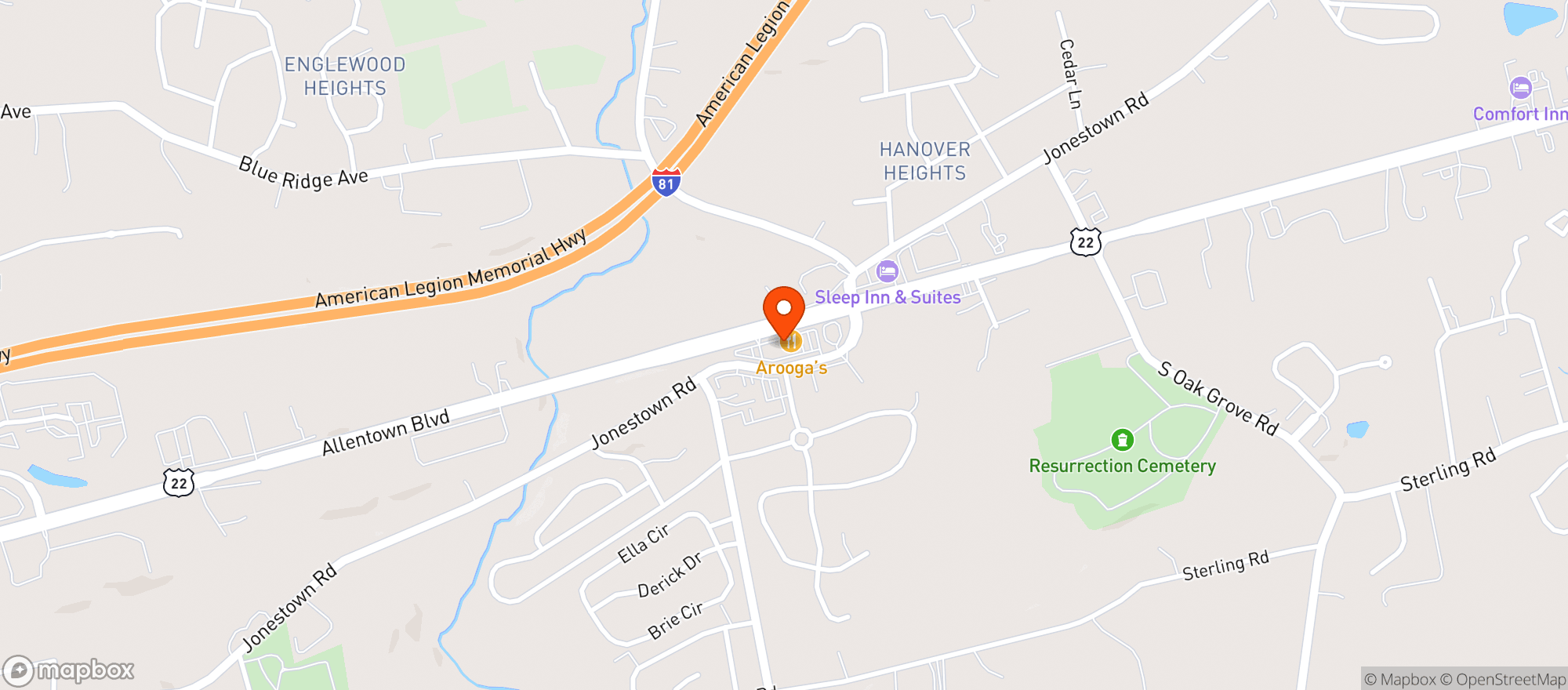 Map showing Aroogas Grille House