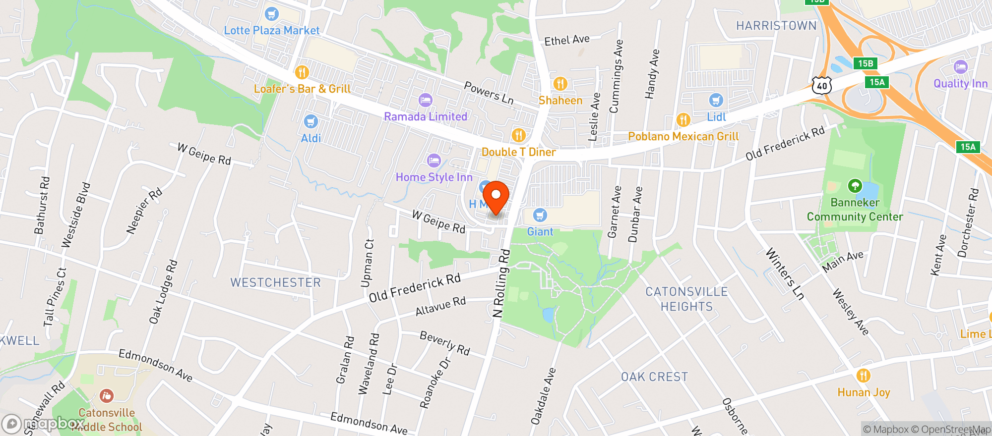 Map showing Catonsville Liquors