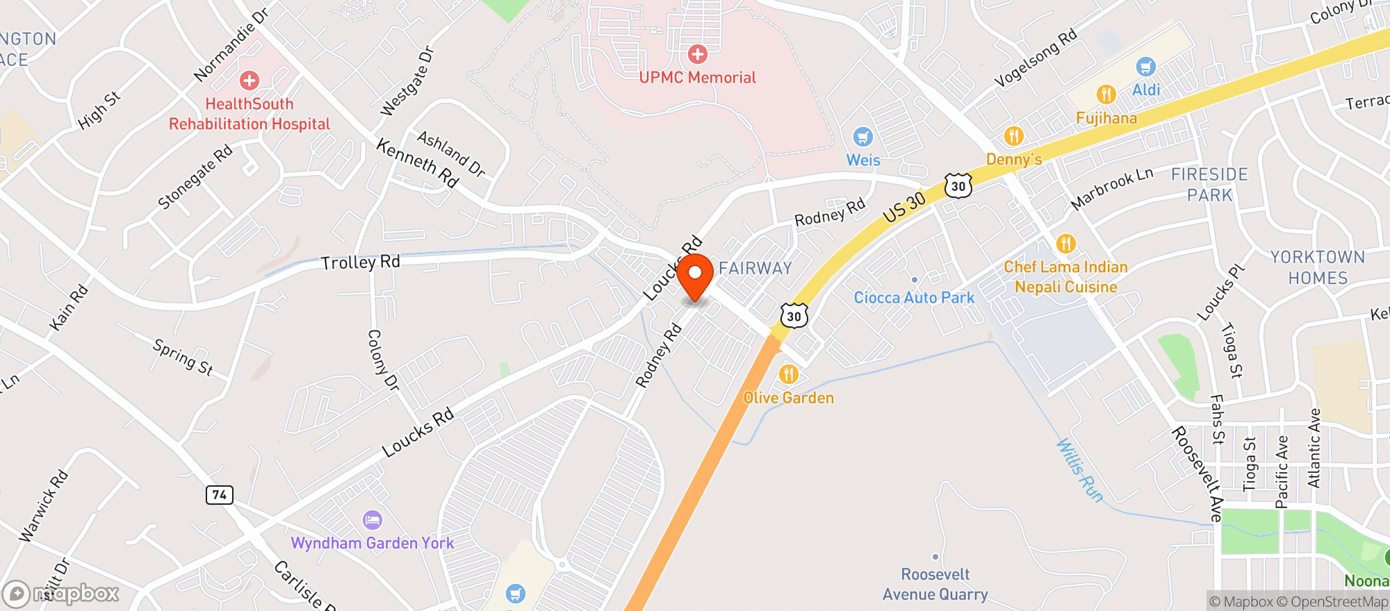 Map showing DJs Westgate Beverage