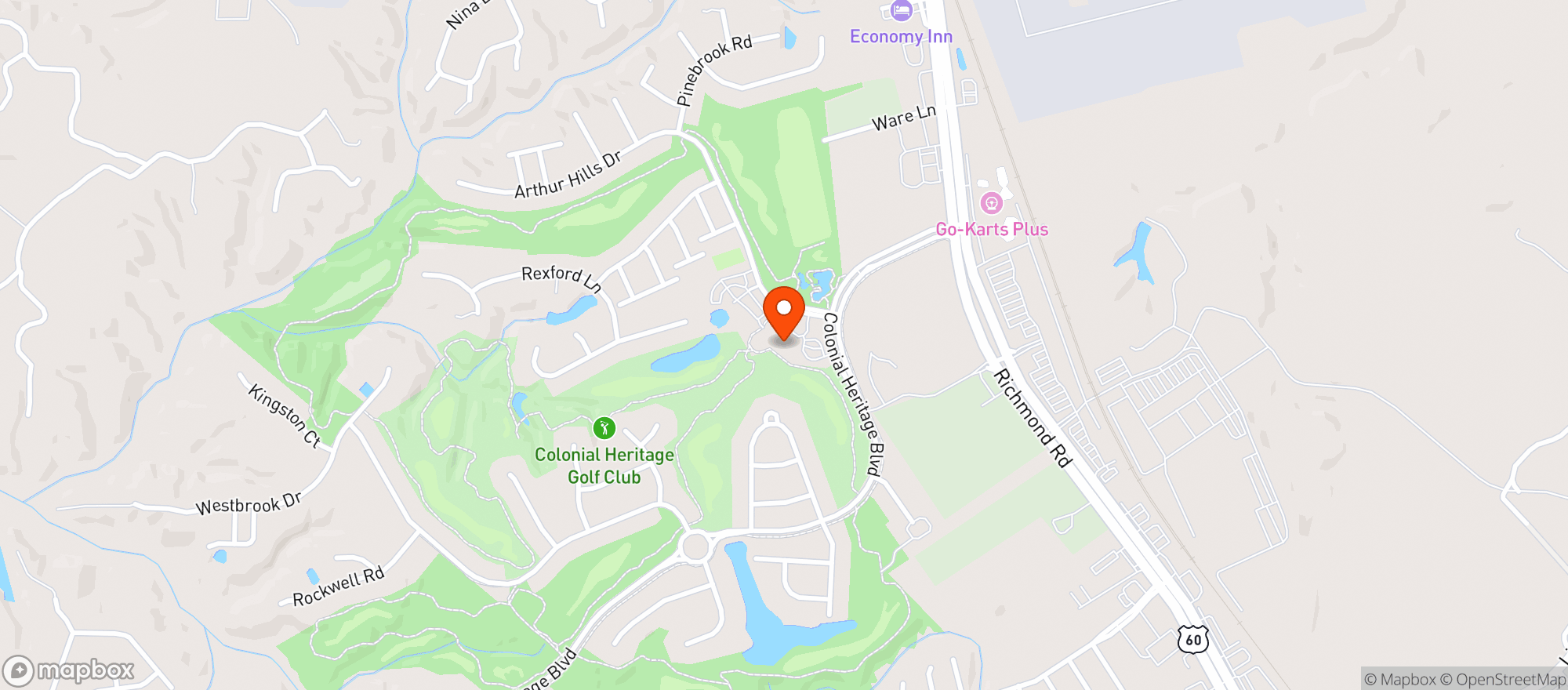Map showing Colonial Heritage Club