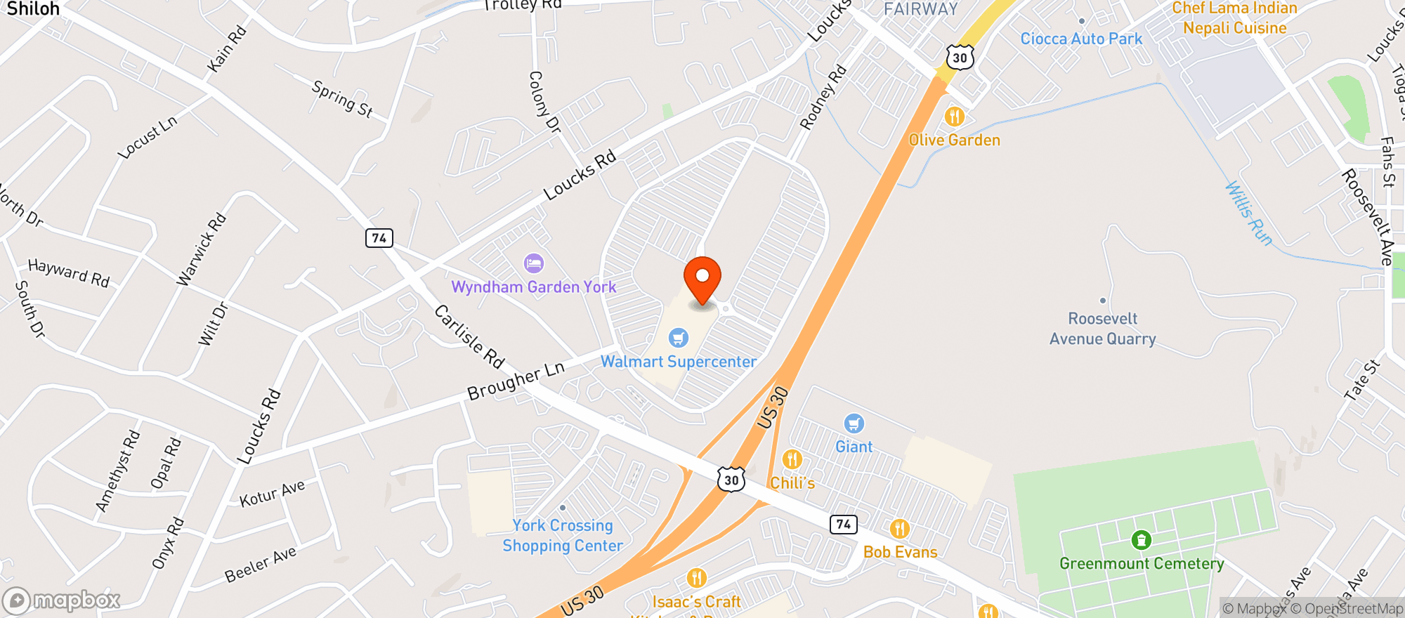 Map showing Gnc