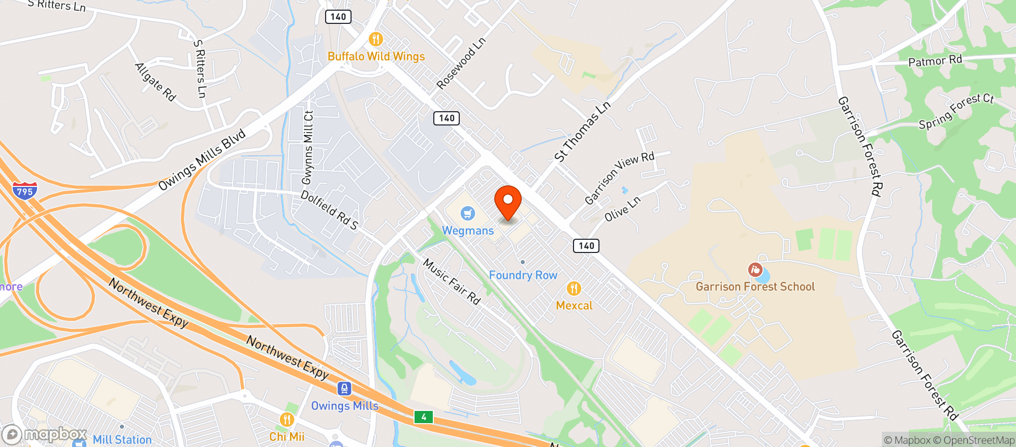 Map showing Foundry Row Wine and Spirits