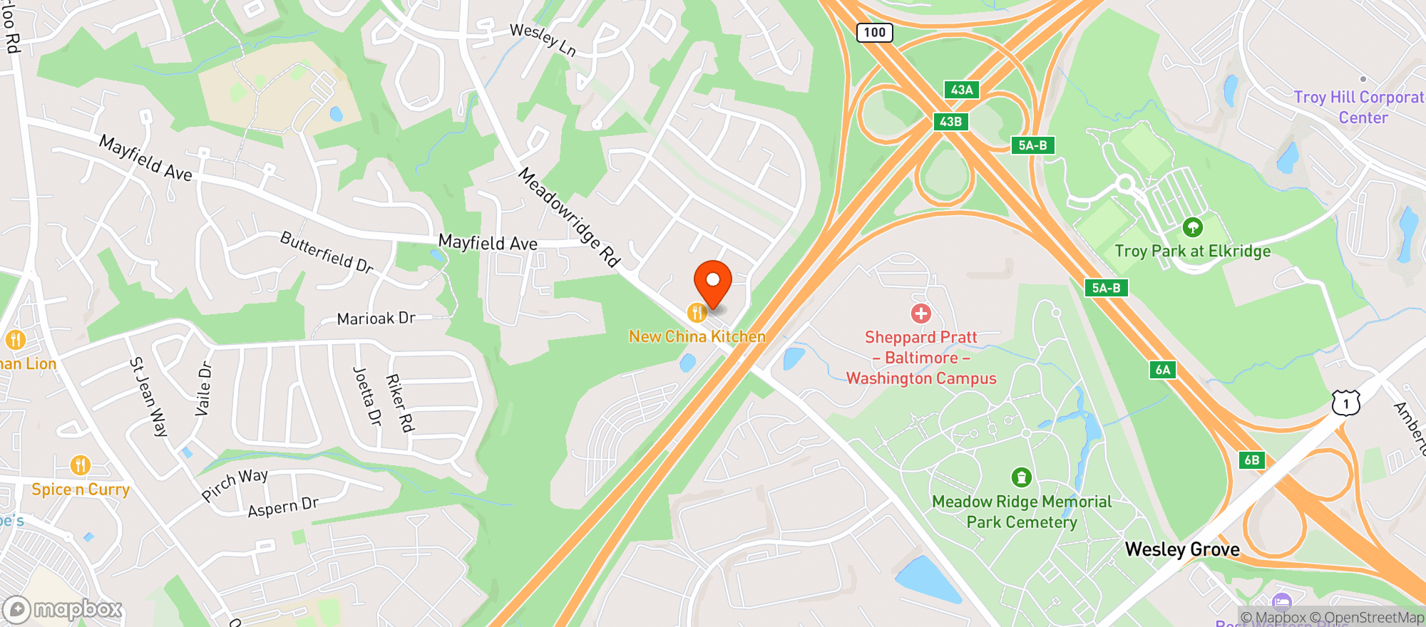Map showing Meadowridge Wine & Spirits