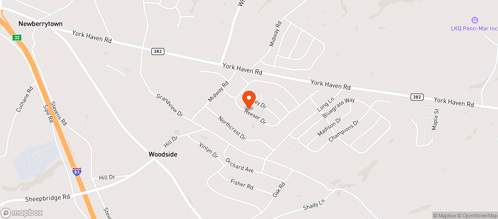 Map showing Reeser Estates