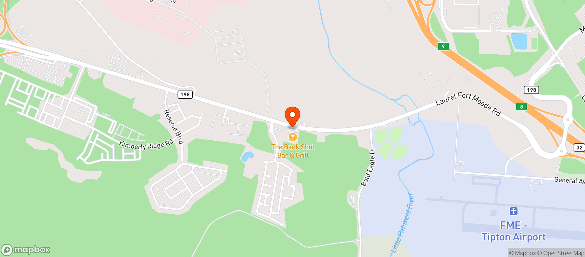 Map showing Bank Shot Bar & Grill