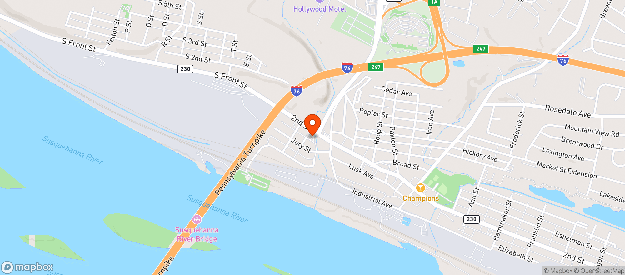 Map showing The Stadium Club Sports Tavern
