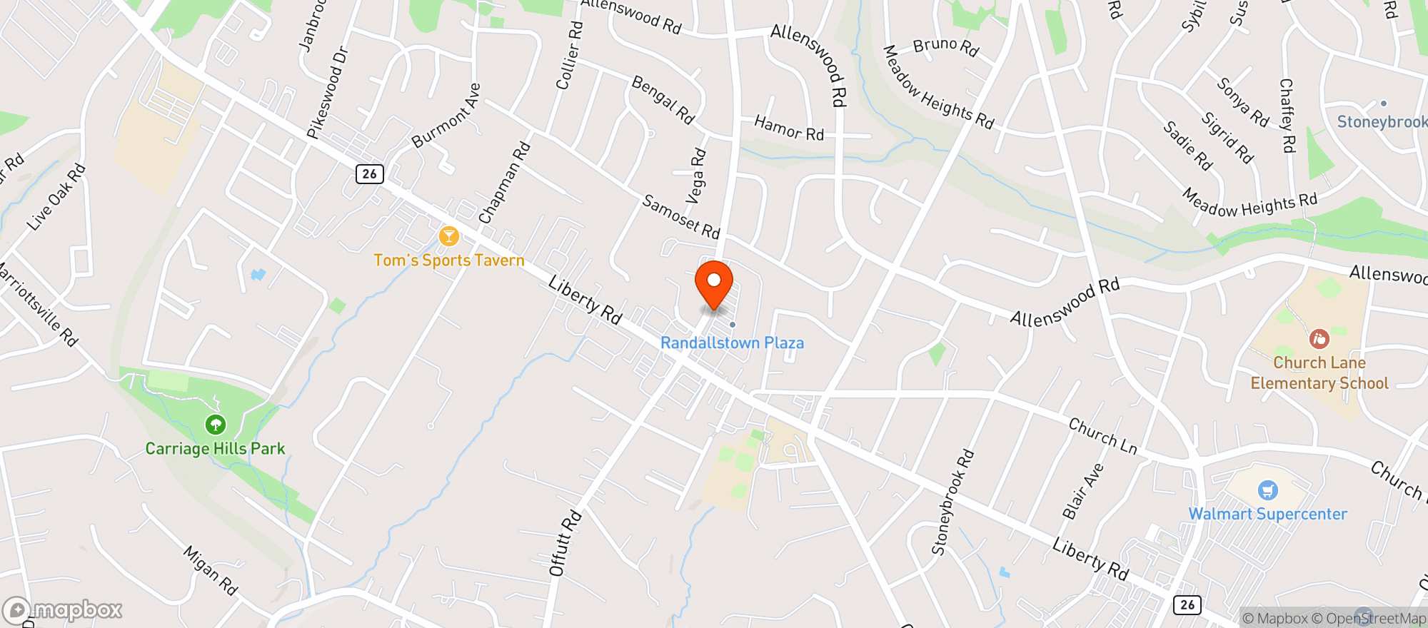 Map showing Randallstown Liquors