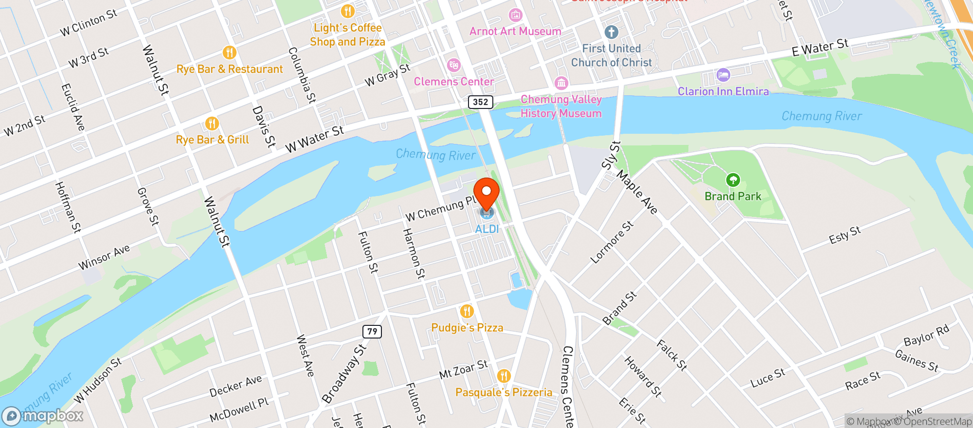 Map showing Aldi