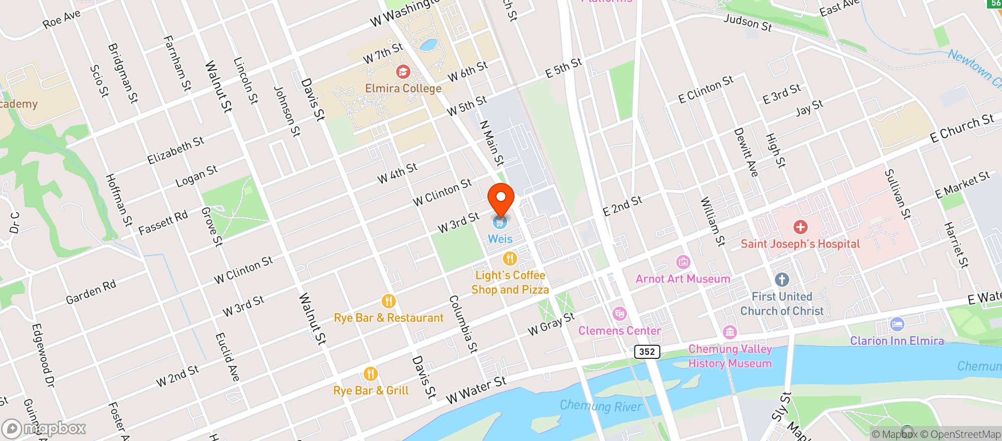 Map showing Weis Markets