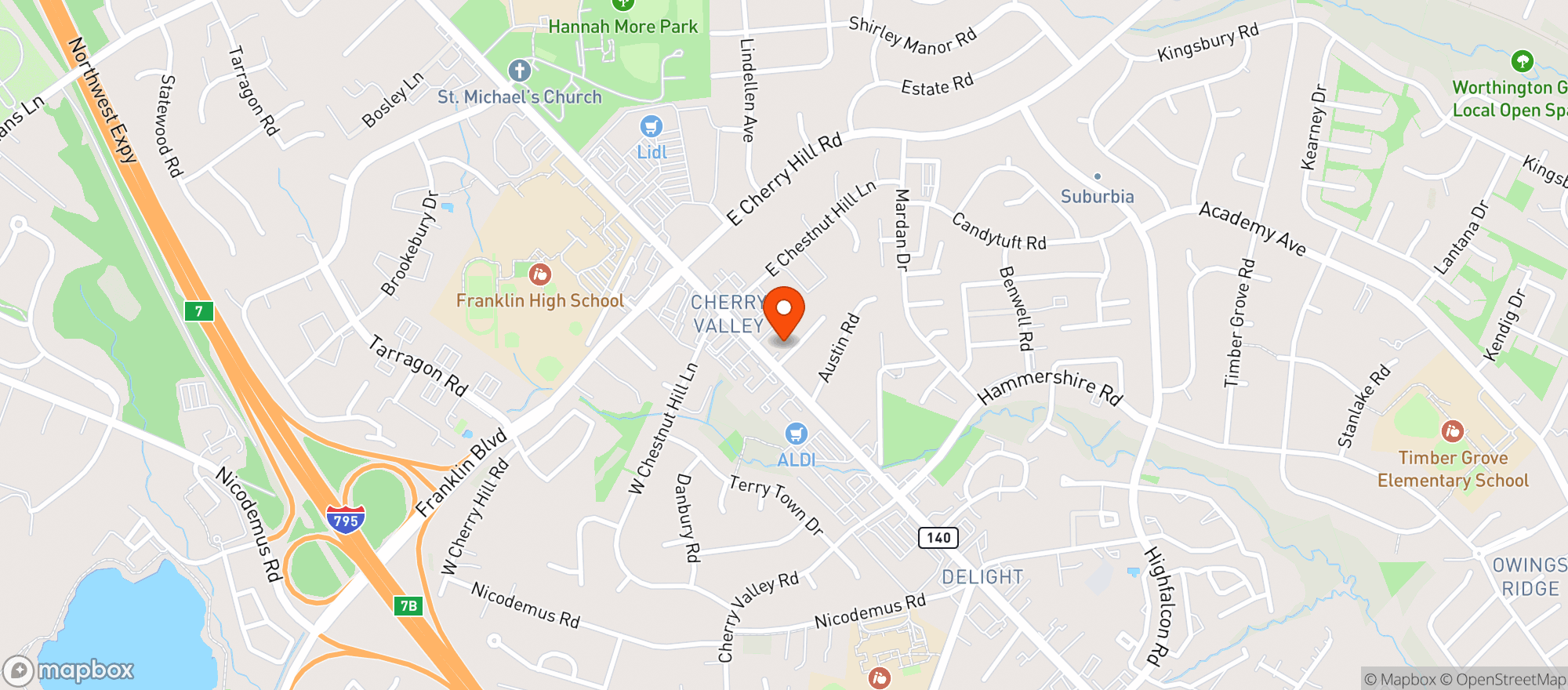 Map showing Cherryvale Liquors