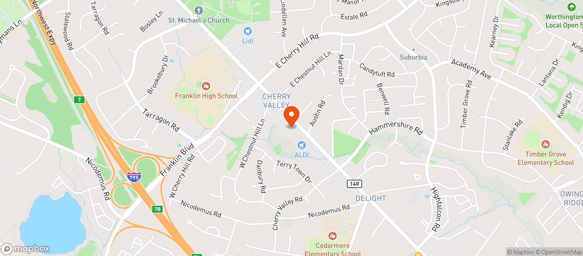 Map showing Curaleaf Md Reisterstown