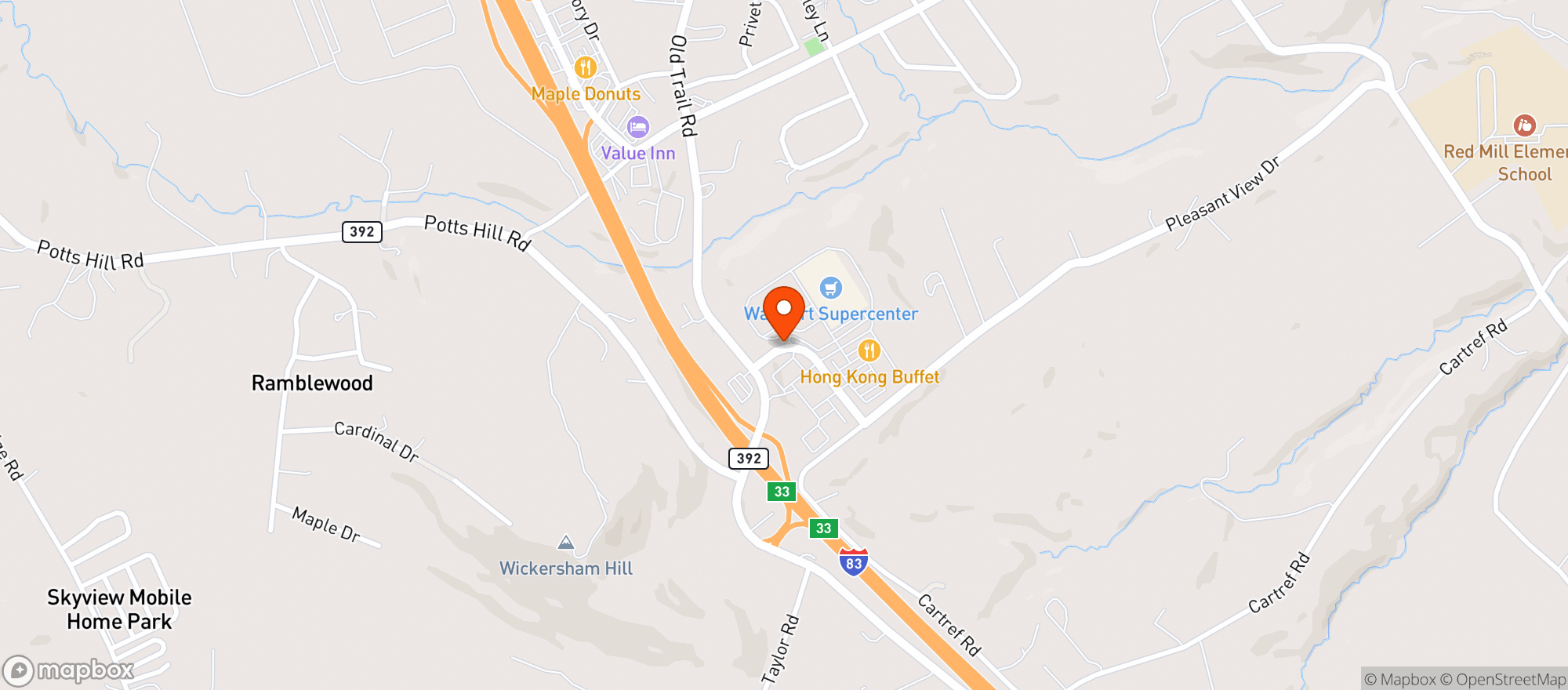 Map showing WALMART SUPERCENTER