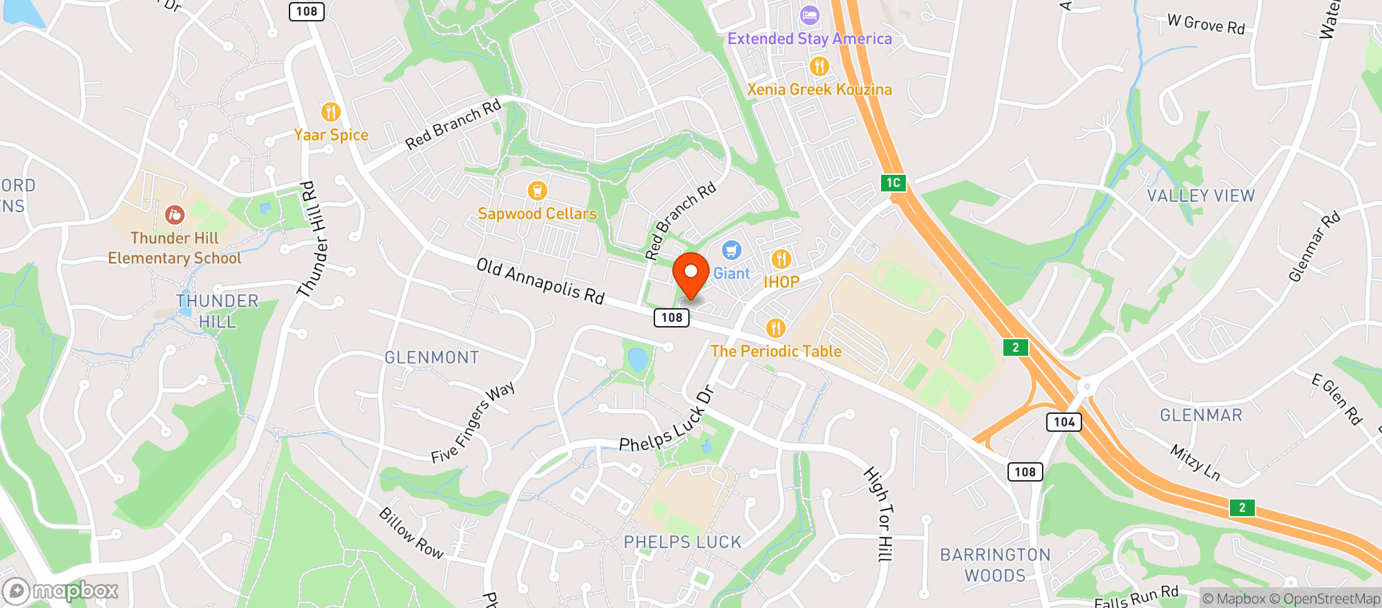 Map showing Columbia Palace Wine & Spirits