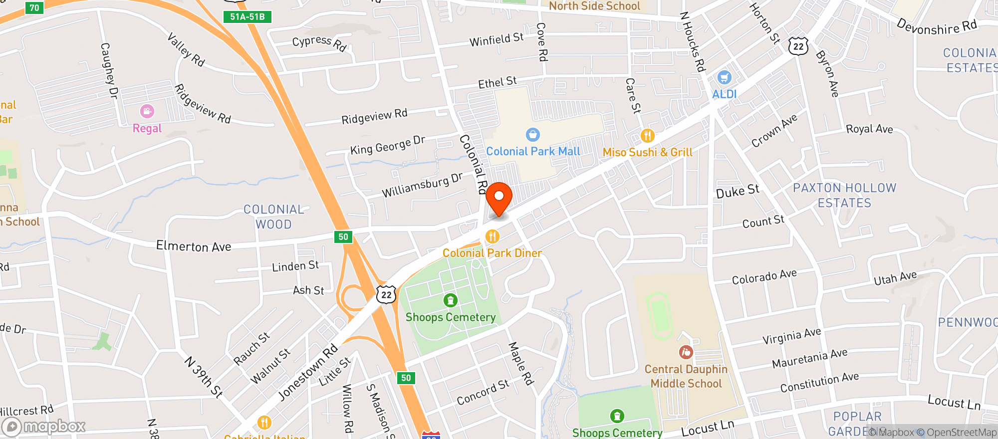 Map showing Red Lobster