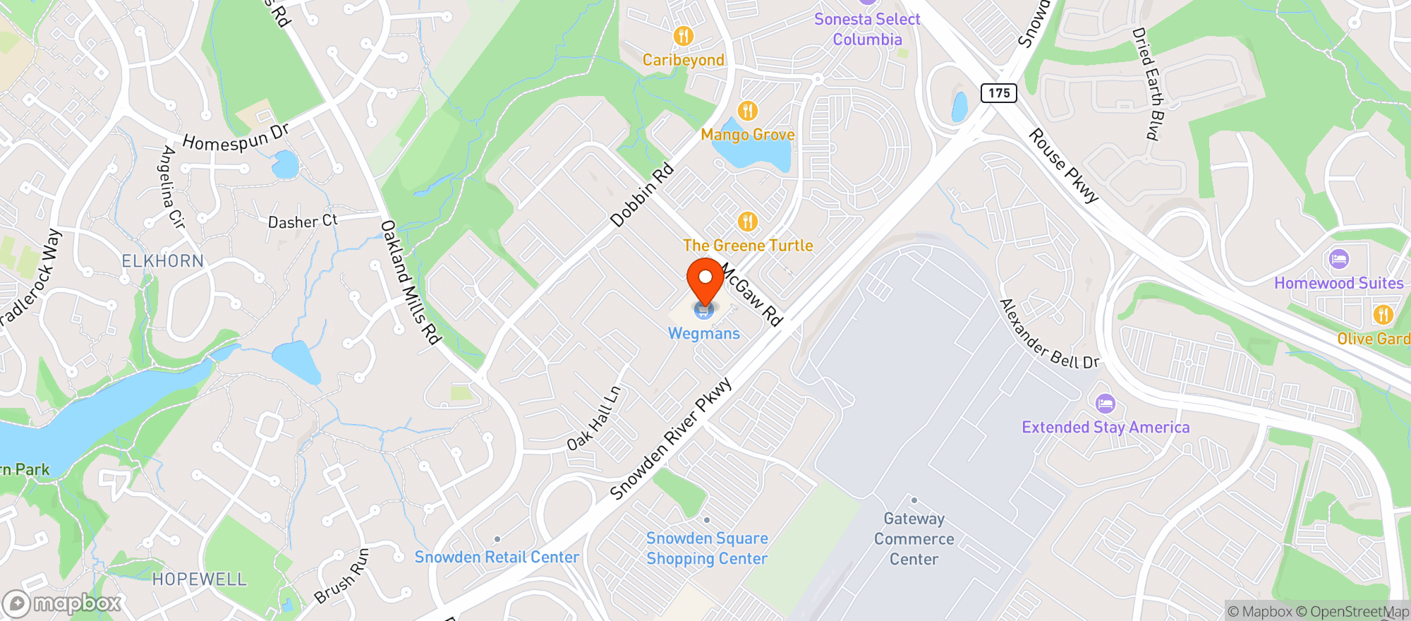 Map showing Wegmans Columbia