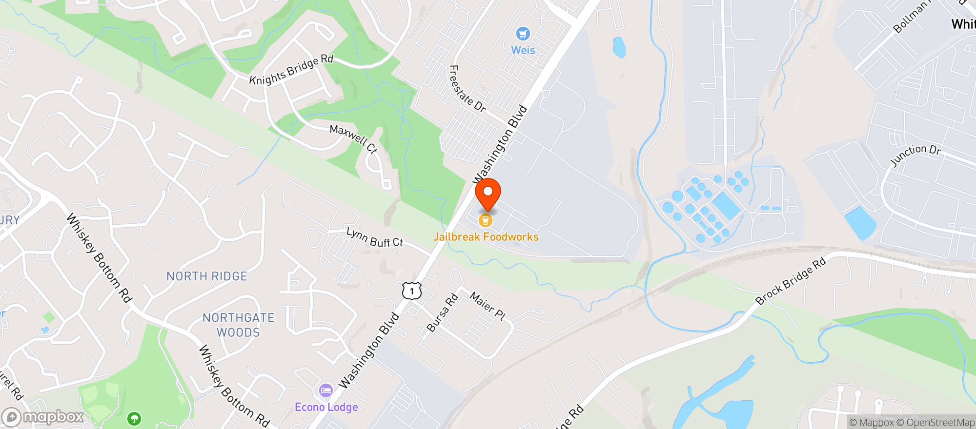 Map showing Jailbreak Brewing Co