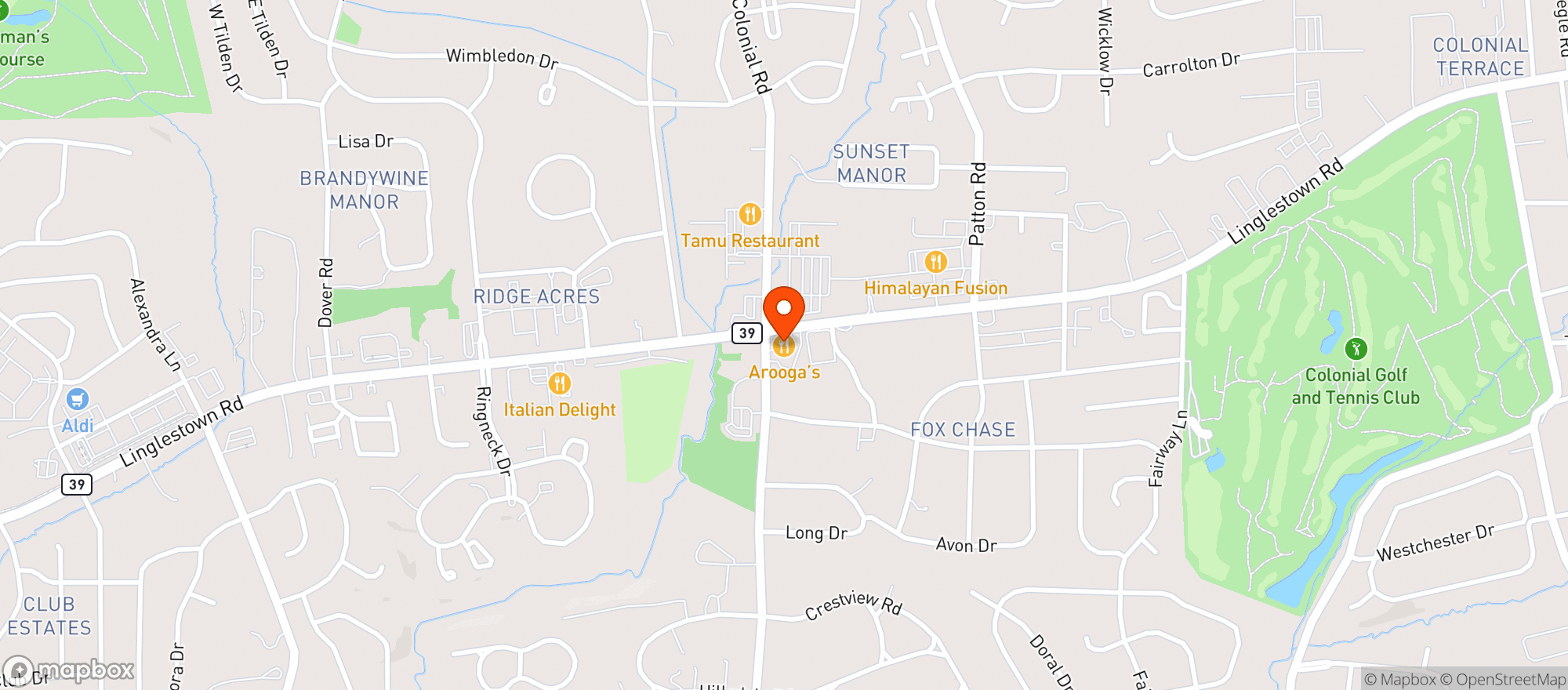 Map showing Aroogas Grille House