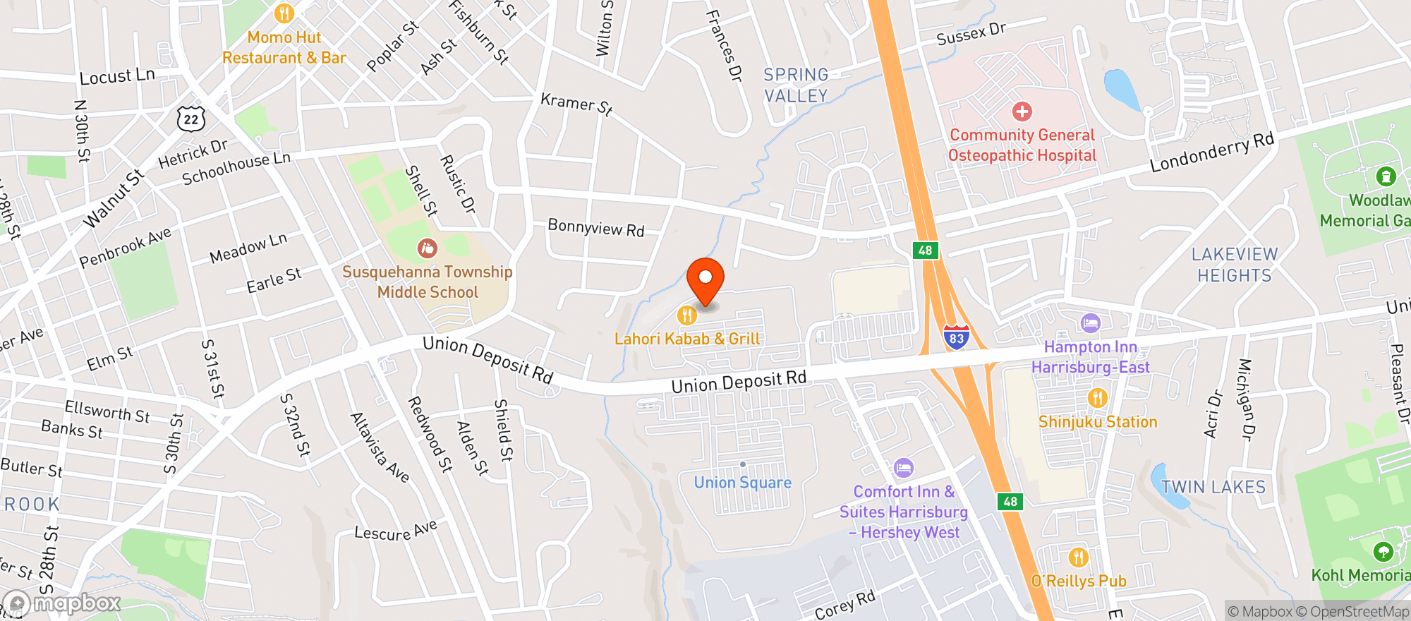 Map showing Harrisburg Beer & Cigars