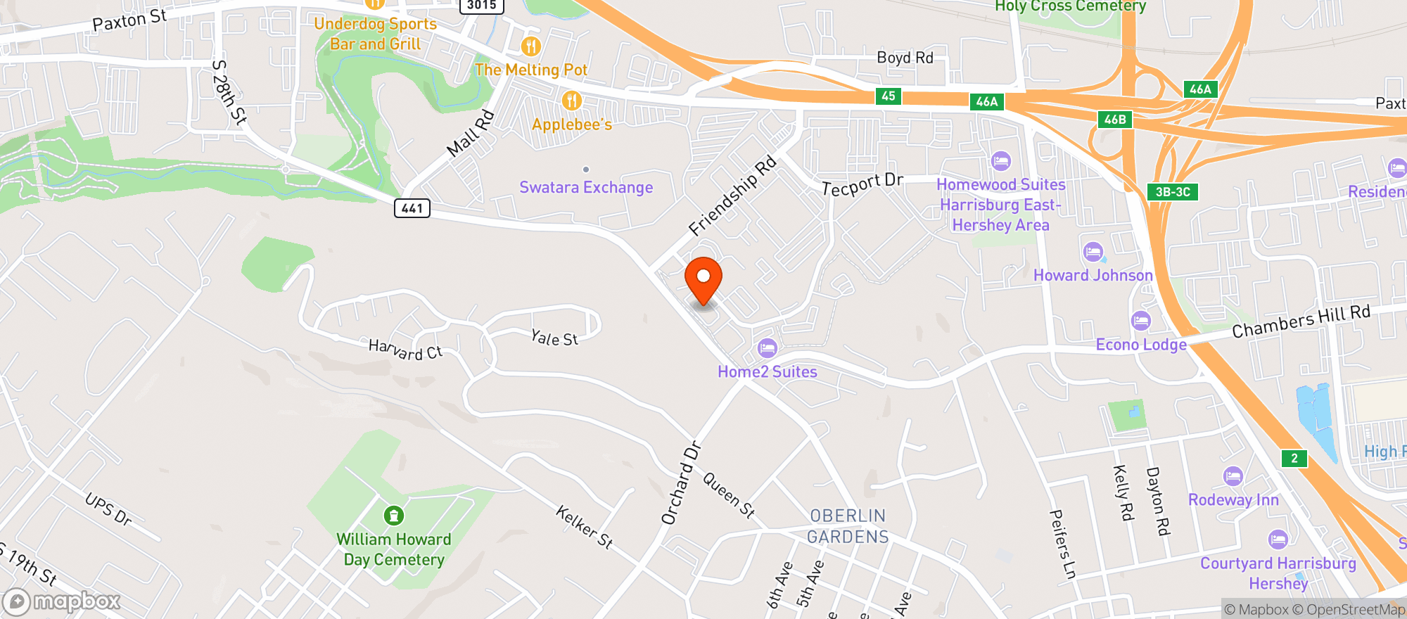 Map showing Candlewood Suites Harrisburg - Hershey