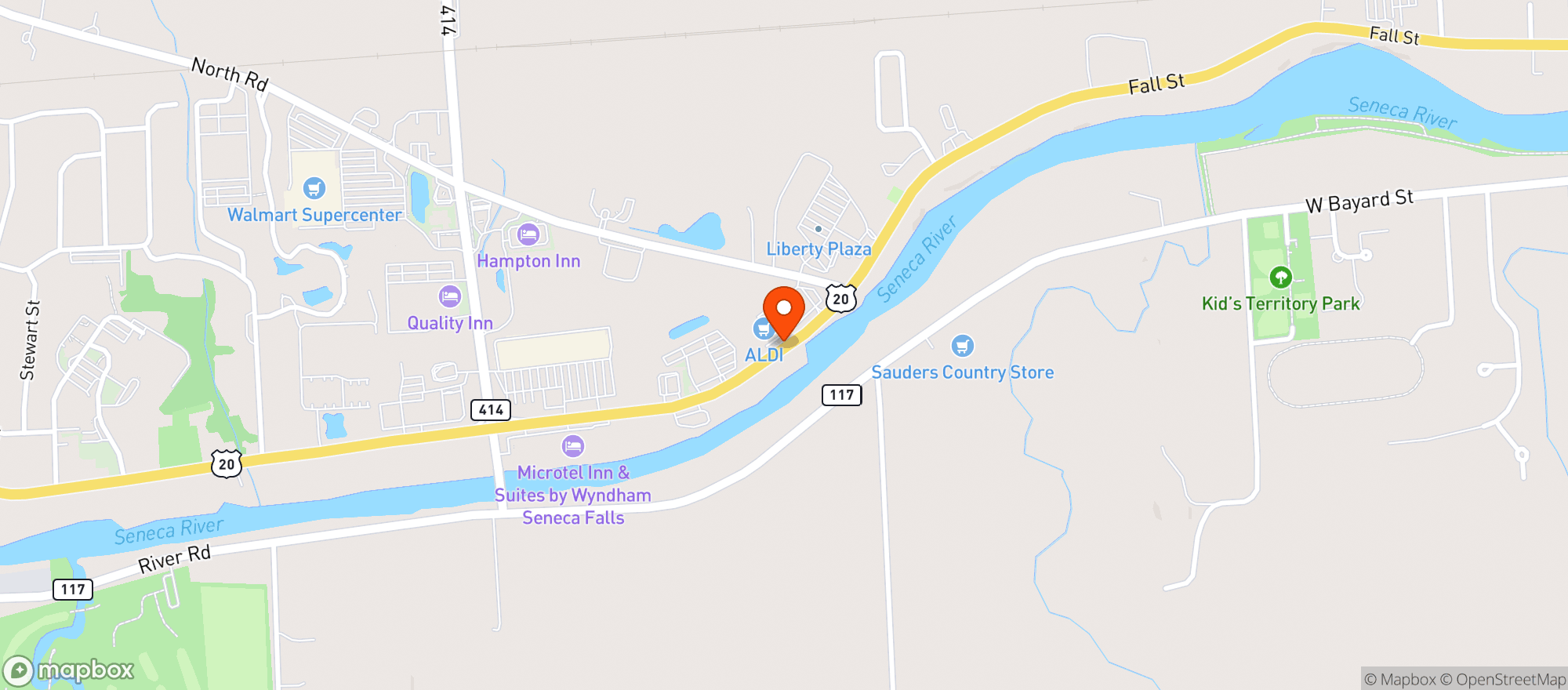 Map showing Aldi