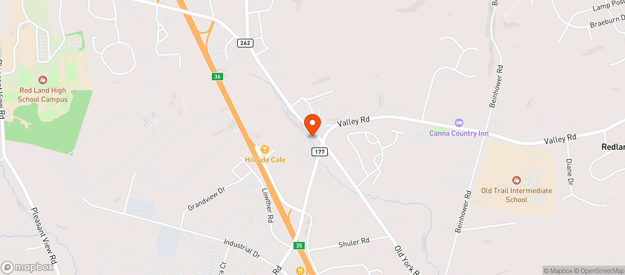 Map showing Red Land Beer & Soda