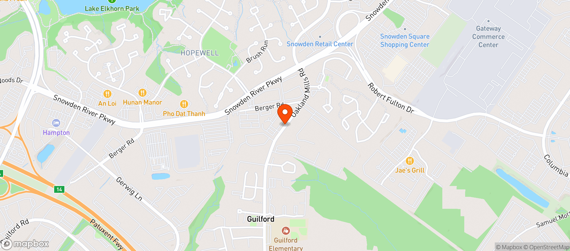 Map showing Oakland Mills Wine & Spirits