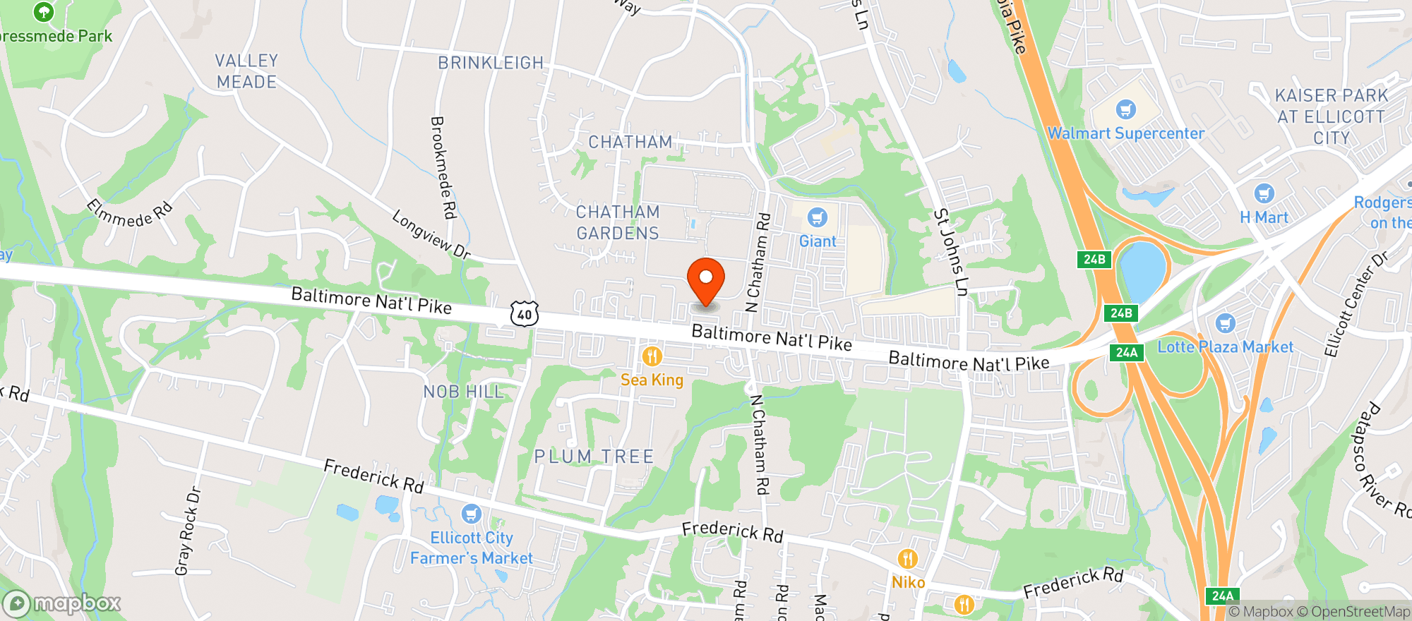Map showing Village Green Spirit Shop