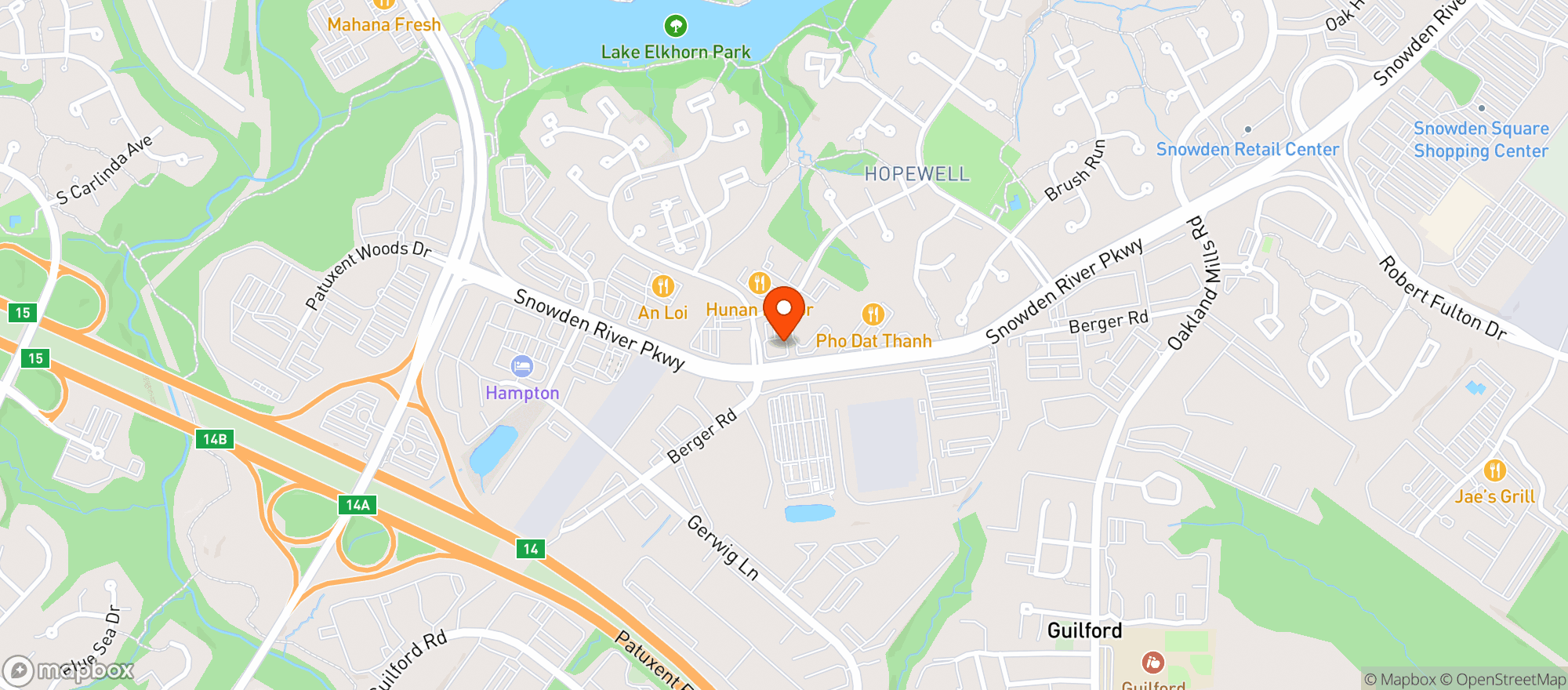Map showing Curaleaf Md Columbia