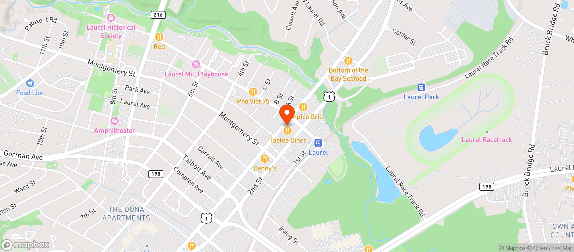 Map showing Green Point Wellness Laurel