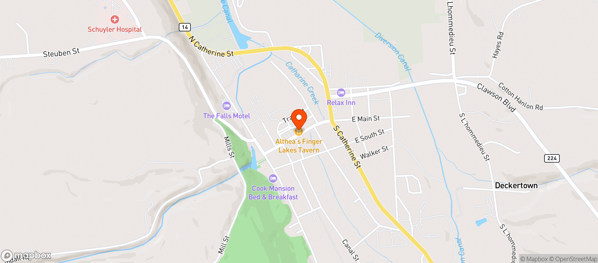 Map showing Altheas Finger Lakes Tave
