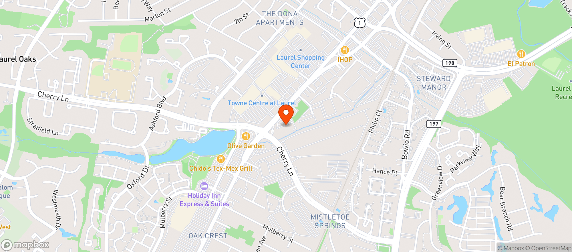 Map showing Hooters