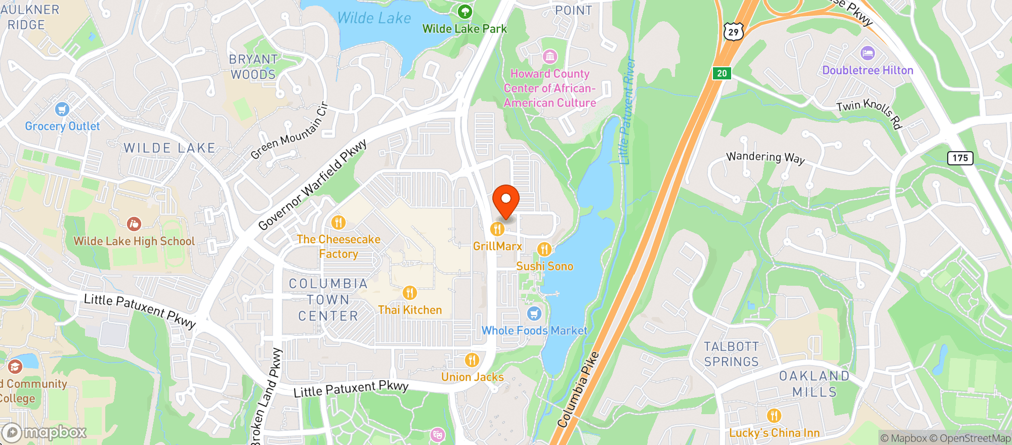 Map showing Grillmarx Steakhouse & Raw Bar