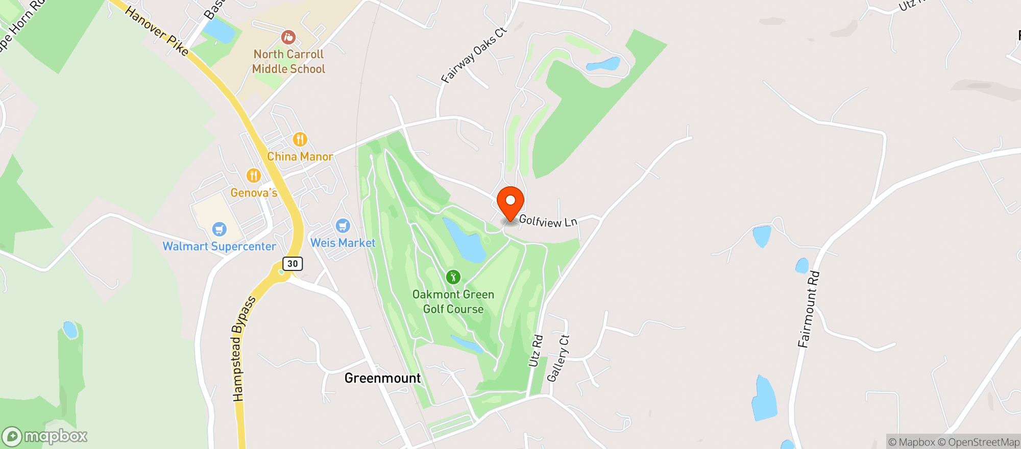 Map showing Oakmont Green Golf Course