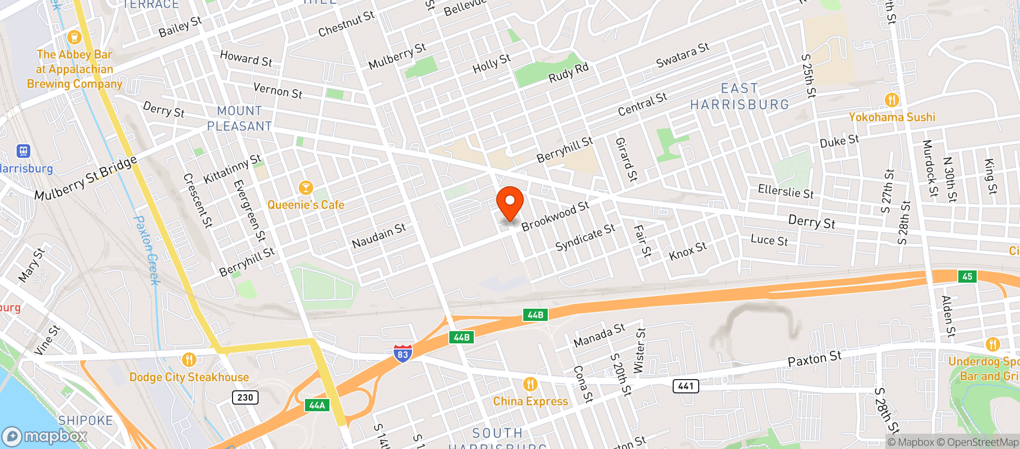 Map showing Double D Bar & Grill