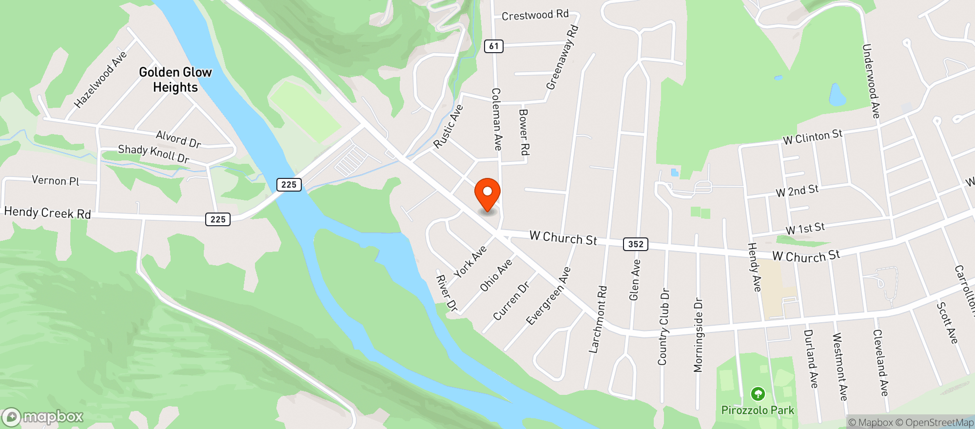 Map showing WEST END BEVERAGE & GROCERY