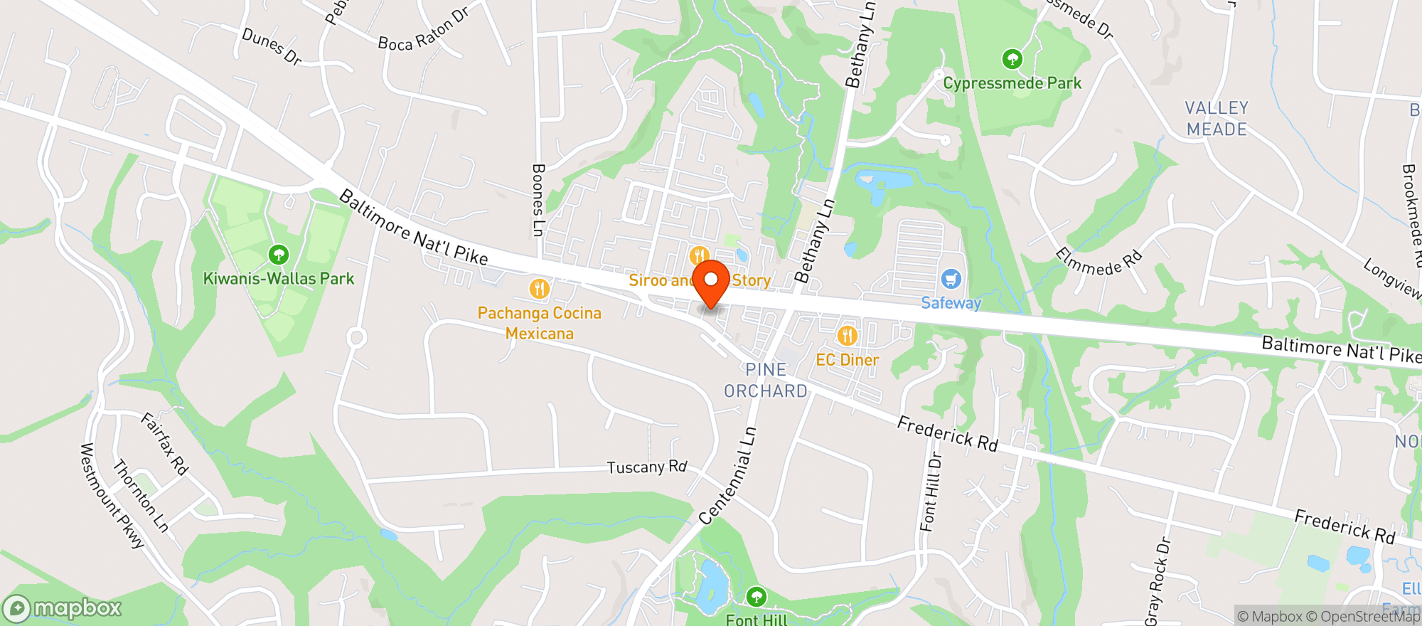 Map showing Ascend Wellness - Ellicott City