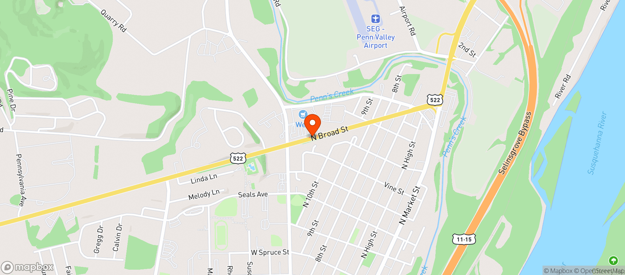 Map showing Weis Market Cafe