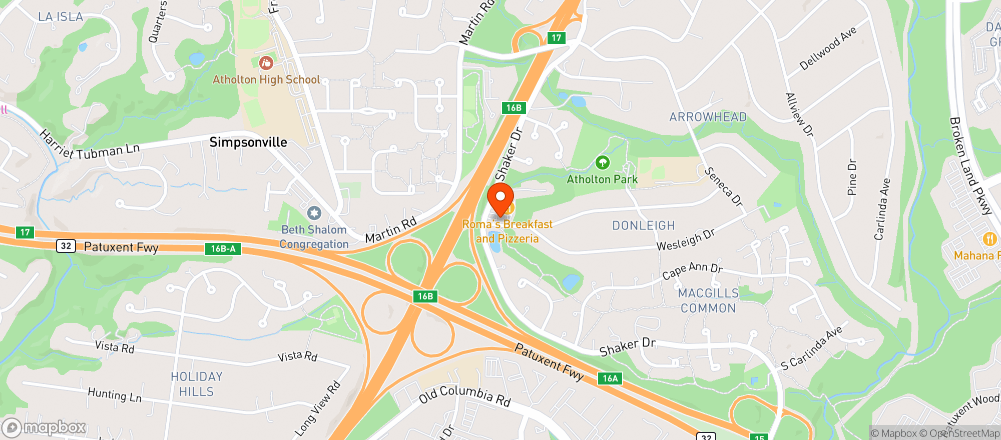 Map showing Columbia Fine Wine & Spirits