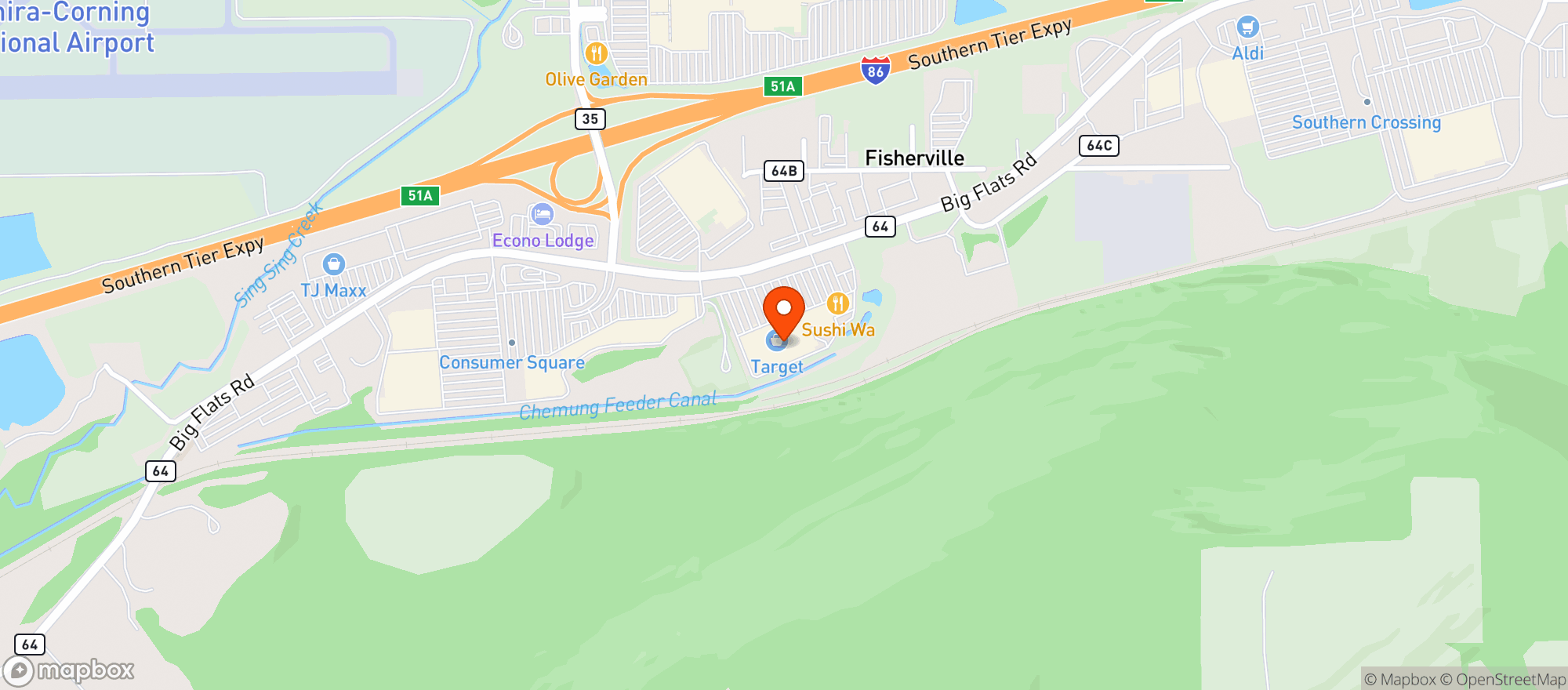 Map showing Target Store #2158