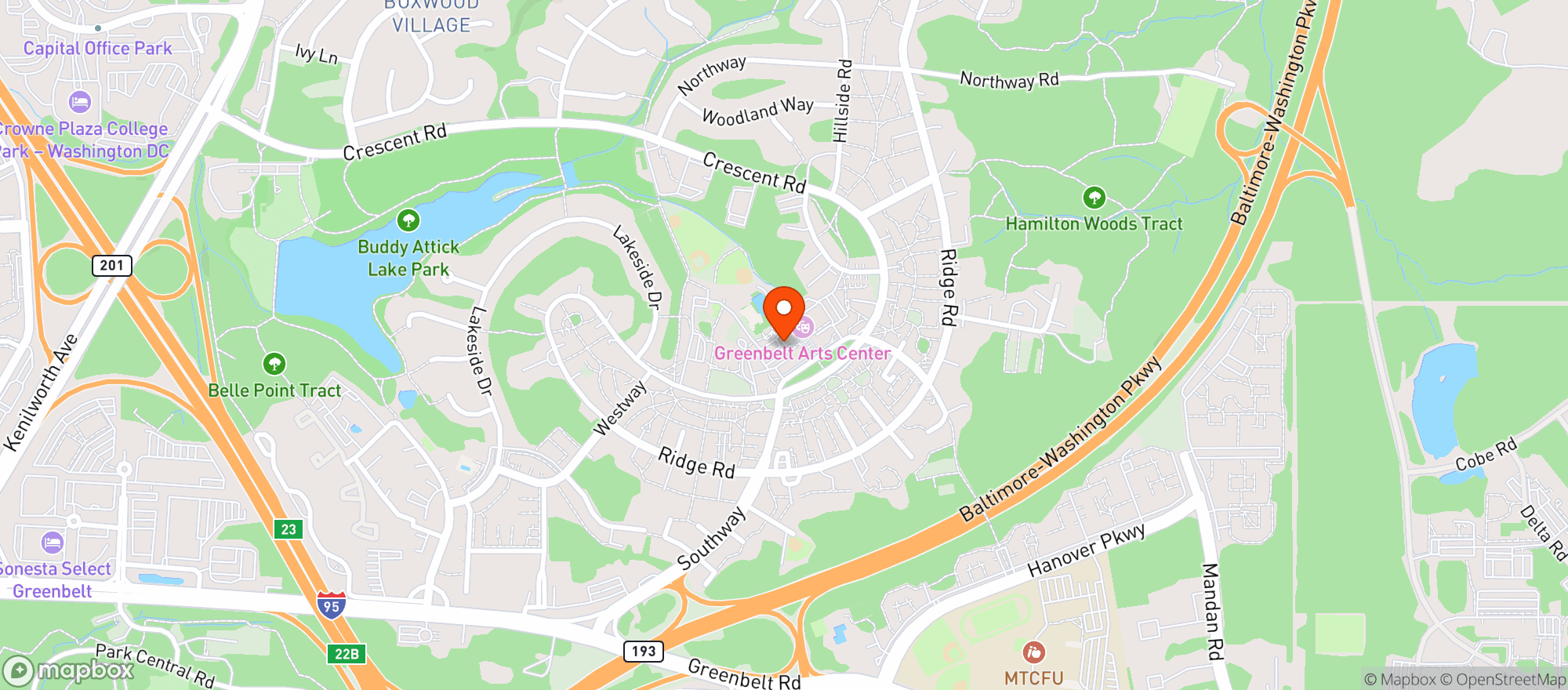 Map showing New Deal Cafe