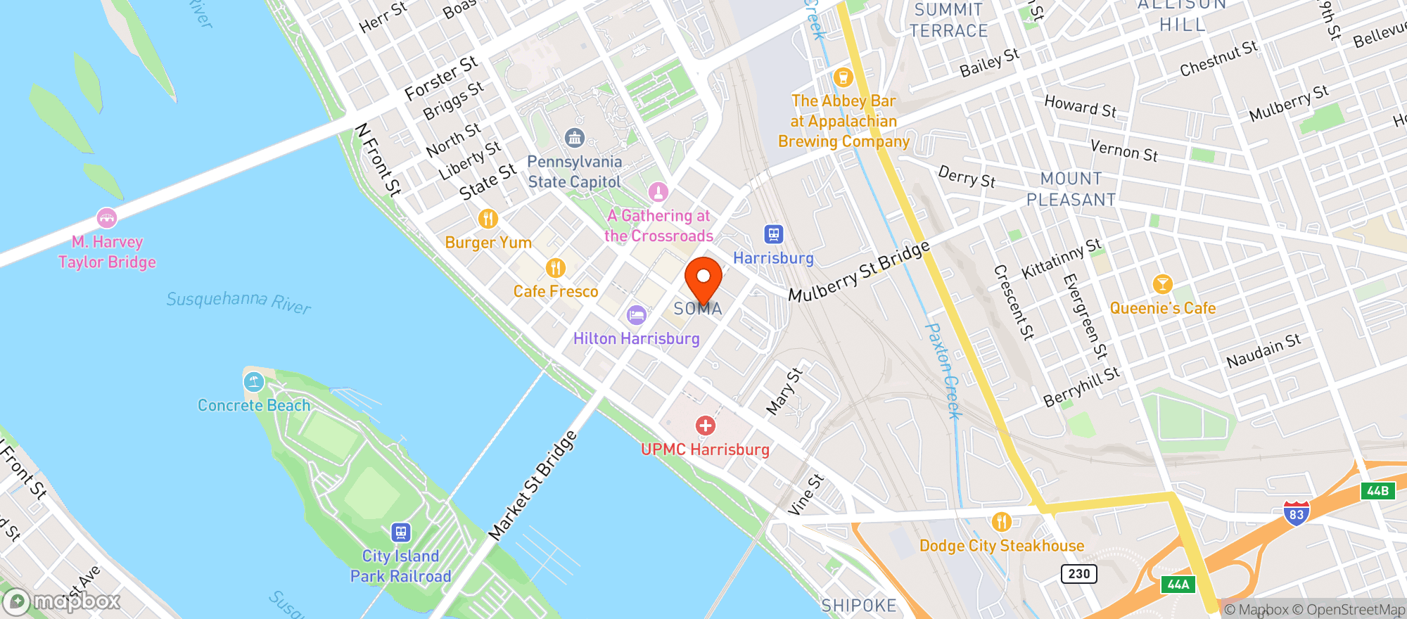 Map showing El Sol Mexican Restaurant
