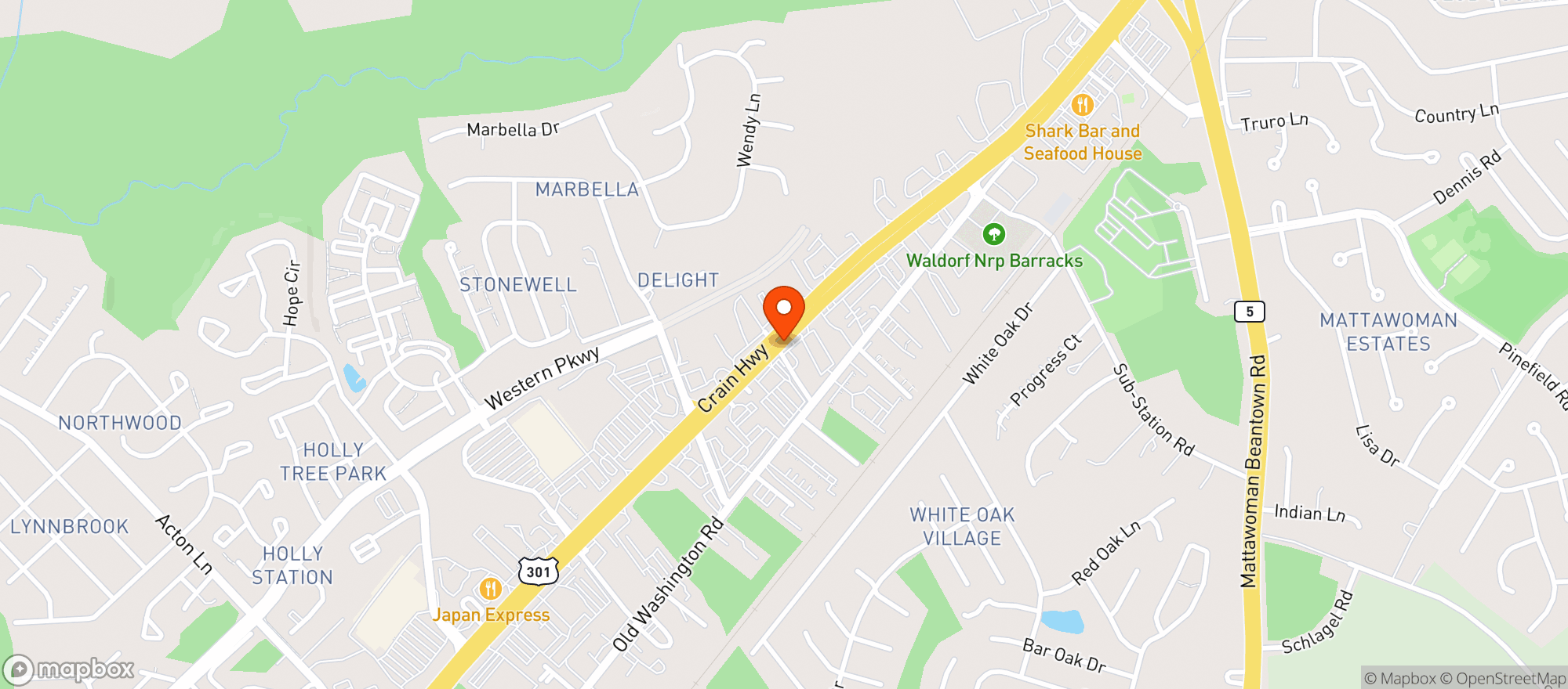 Map showing Waldorf Liquors