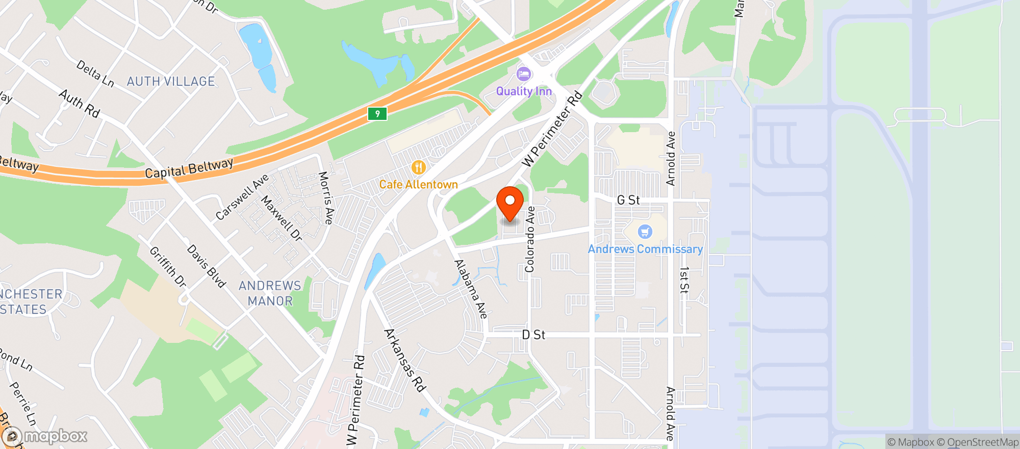 Map showing Jba West Side Express #1040307