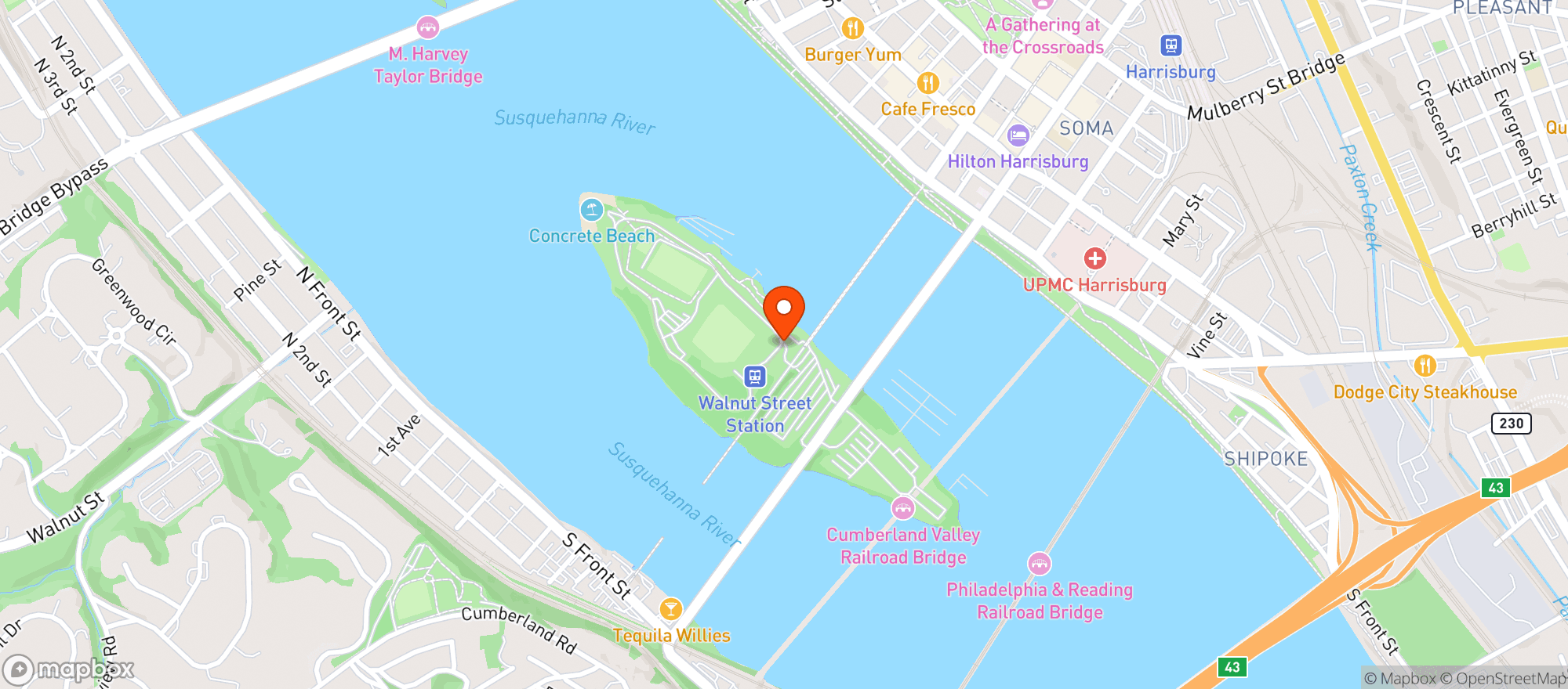 Map showing City Island - Arcade