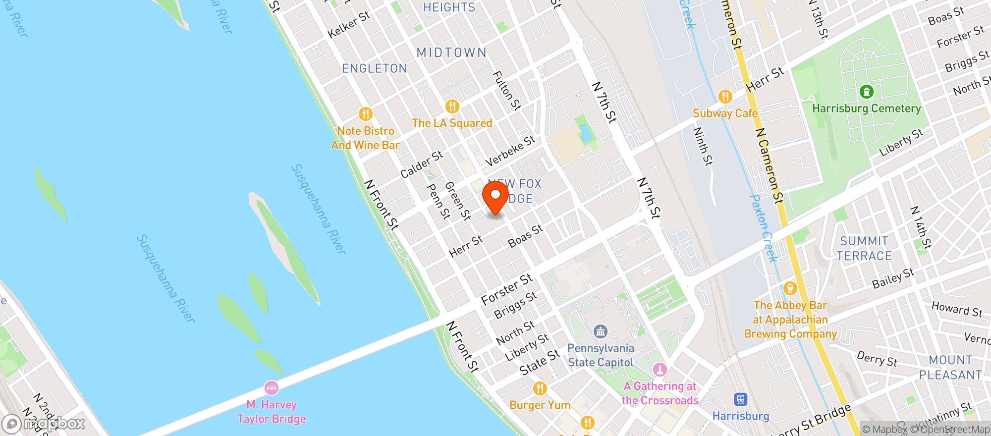 Map showing Harrisburg Midtown Arts Center