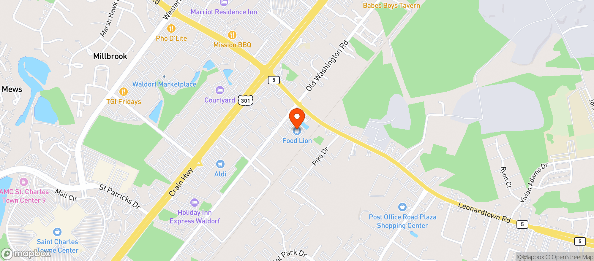 Map showing Food Lion #1184